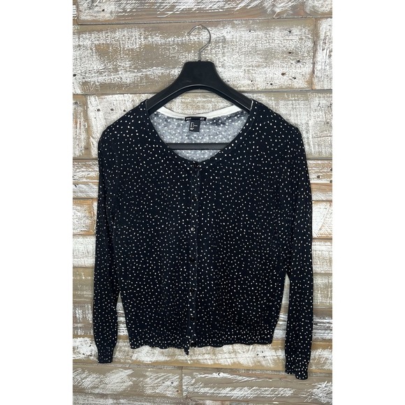 H&M Tops - H&M Womens Basic PolkaDot Button Up long sleeved blouse L